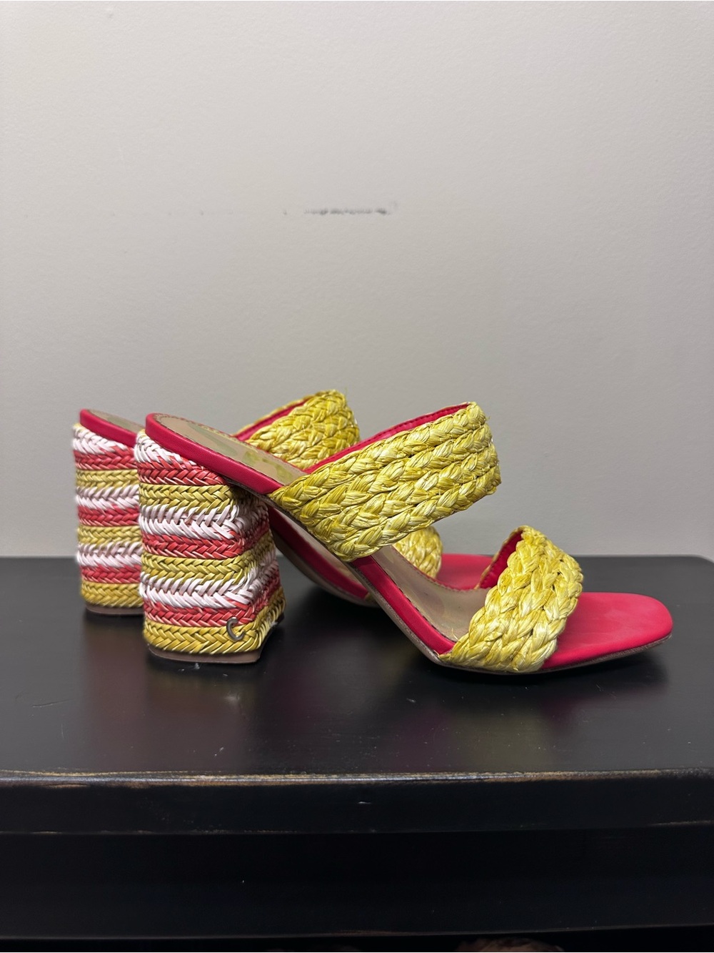 Circus by Sam Edelman Yellow Braided-Strap Pink Block Heel Sandals